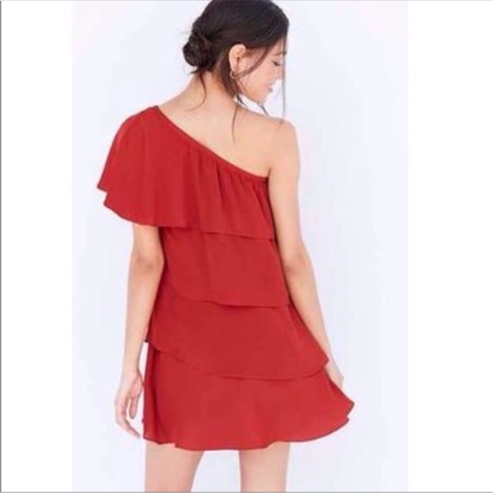 Urban Outfitters x Alice Iseult One Shoulder Tiered Mini Dress Terra Cotta - Picture 3 of 10